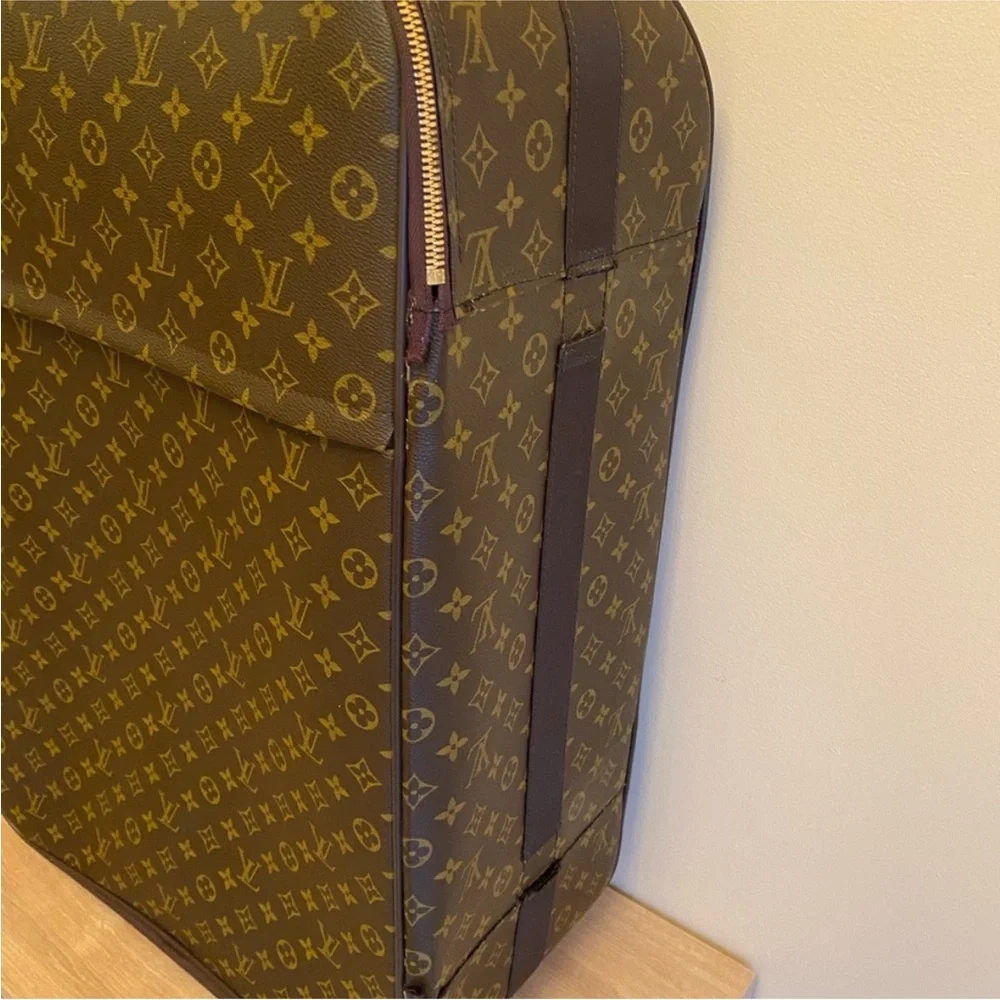 Louis Vuitton Brown Monogram Rolling Carry-On with Tan Accents